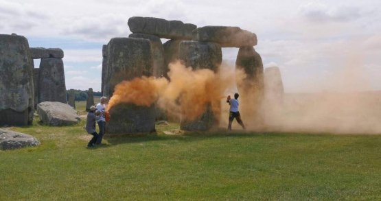 Just Stop Oil activists sprayed Stonehenge with orange cornflour
